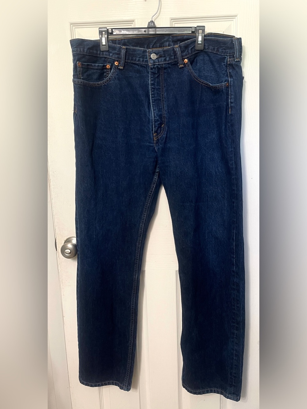 Levi’s 505 Regular Fit Straight Leg Jeans Dark Wash Cotton Mens 40 x 33